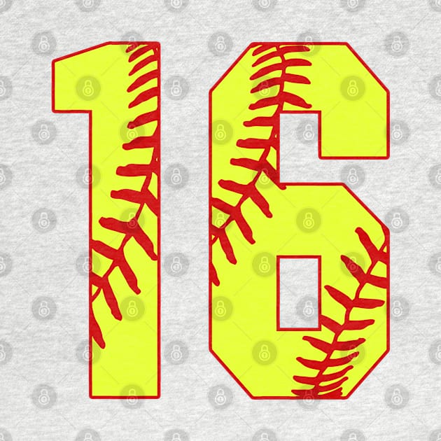 Fastpitch Softball Number 16 #16 Softball Shirt Jersey Uniform Favorite Player Biggest Fan by TeeCreations